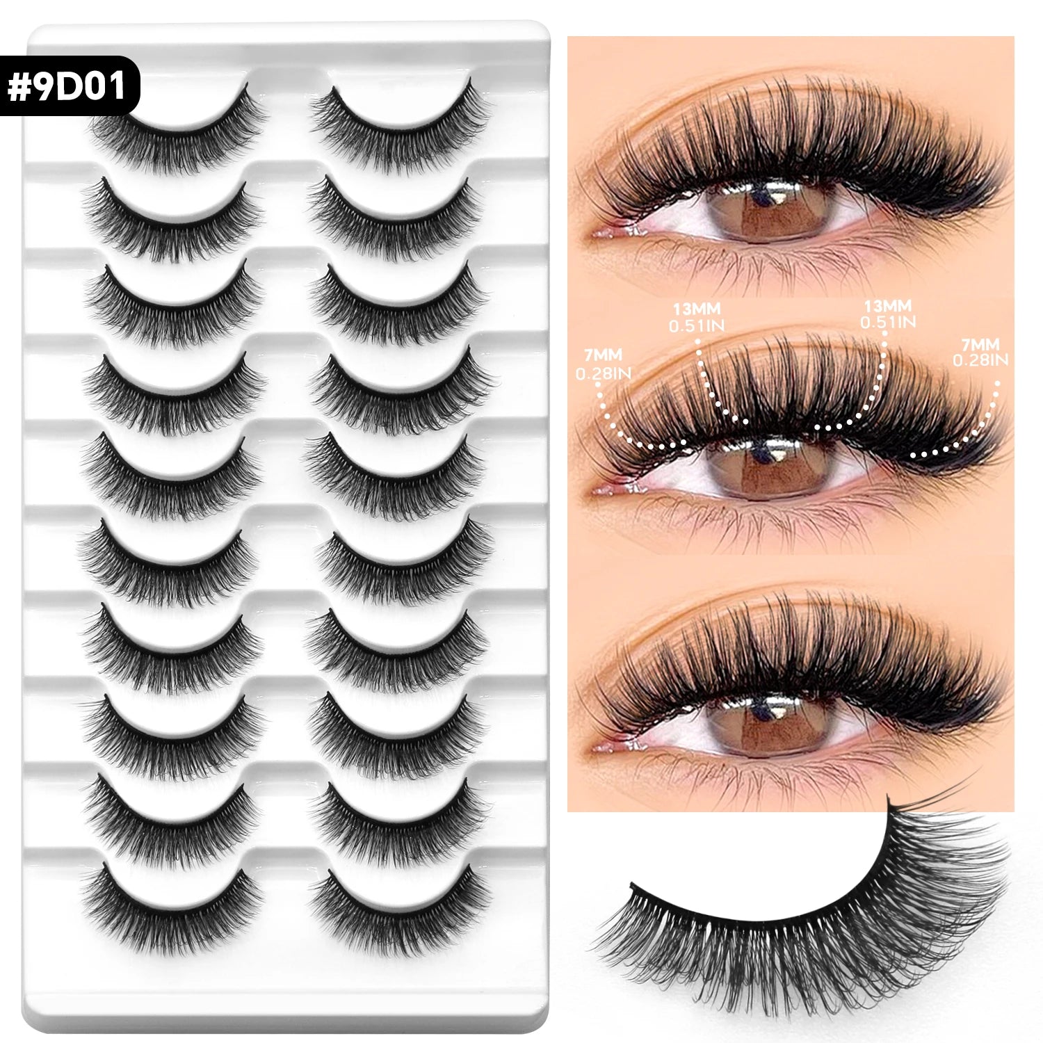 VELTRINAY False Lashes Cat Eye Eyelashes Faux Mink Fluffy Lashes Wispy Fake Eyelashes Thick Strips Lashes Makeup