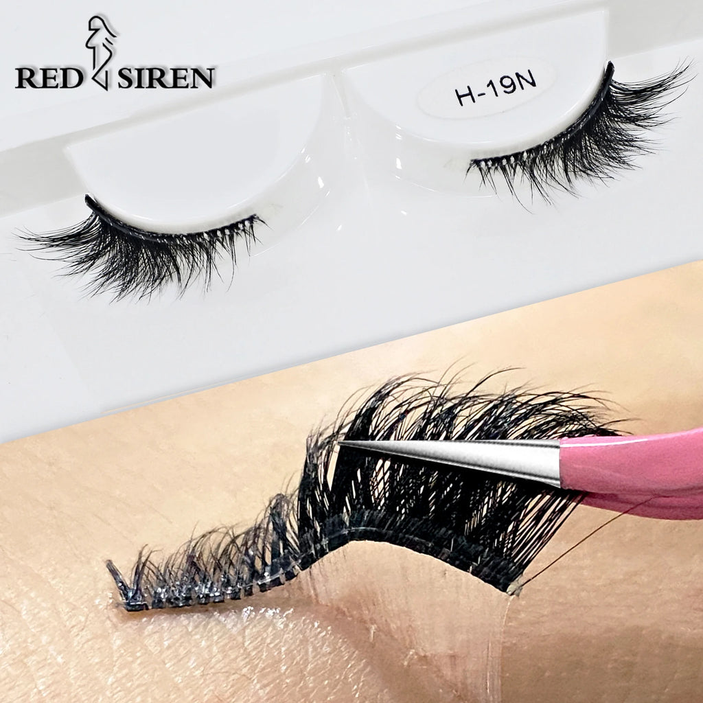 Self Adhesive Eyelashes Wide Glue Strip Press On Half Lashes Soft Clear Band Pre Glued False Eyelashes Reusable Cat Eye Lashes