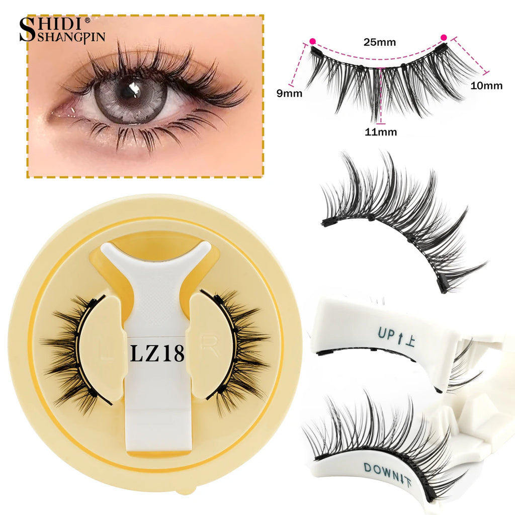 Reusable Magnetic Eyelashes Kit With Magnetic Tweezers Makeup Tool Handmade Fluffy Faux Mink Lashes Natural Long False Eyelashes