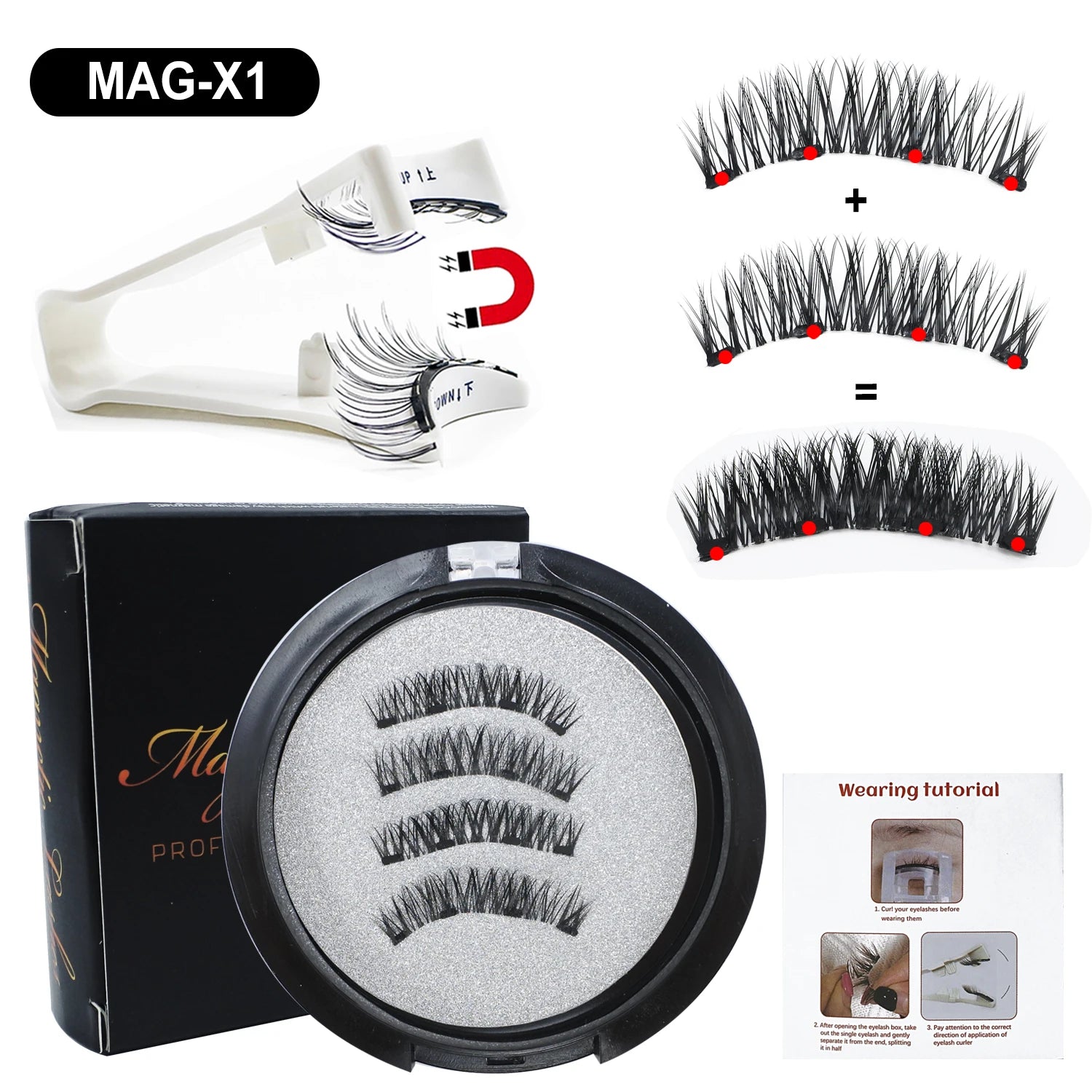 RED SIREN Magnetic Eyelashes With Applicator Reusable Natural Magnetic Lashes Kit No Glue Needed Soft Clear Band False Eyelashes