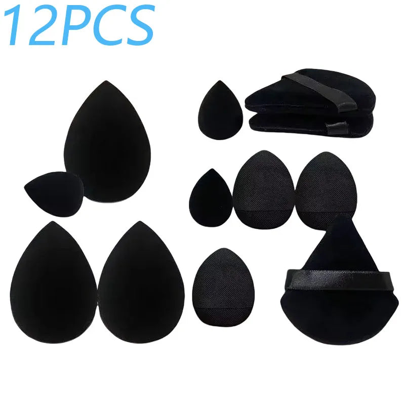 Solid color 12PCS makeup sponge set, loose powder and finger catching Thumb Puff Cotton Mini Powders Puffs Soft Makeups EggsSets