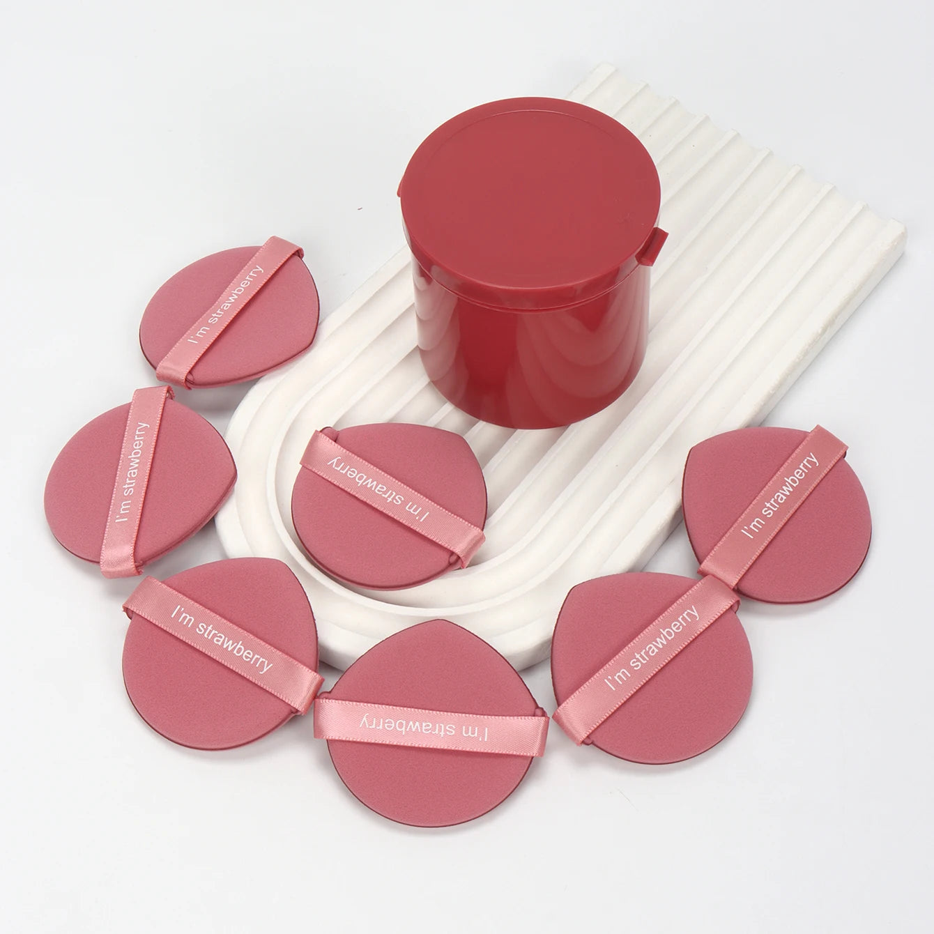 Karsyngirl 7Pcs/Box Strawberry Double-Side Cosmetic Puff Set Soft Makeup Sponge Powder Beauty Tools for Women