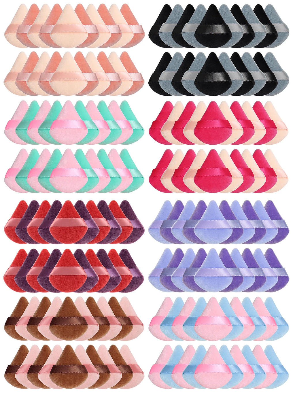 Mini Triangular Powder Puff 40-80Pcs, Apply Loose Powder by Gently Pressing It onto the Face to Achieve a Setting Effect