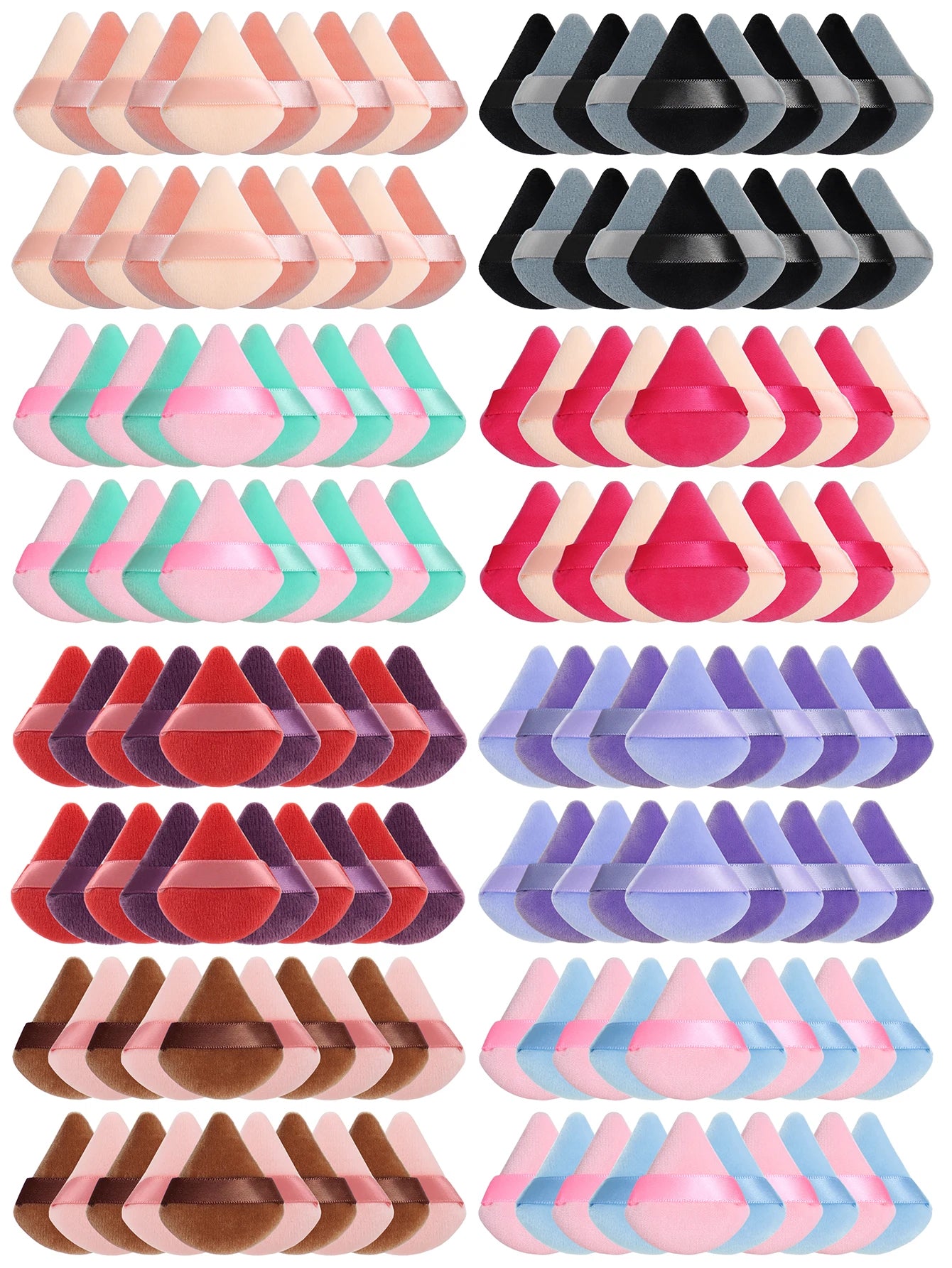 Mini Triangular Powder Puff 40-80Pcs, Apply Loose Powder by Gently Pressing It onto the Face to Achieve a Setting Effect