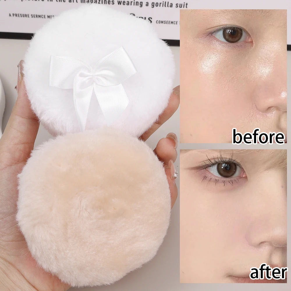 Plush Makeup Puffs Professional Butterfly Round Cosmetic Soft Plush Powder Puff Cute Bow Sponge Foundation Makeup Beauty Tools