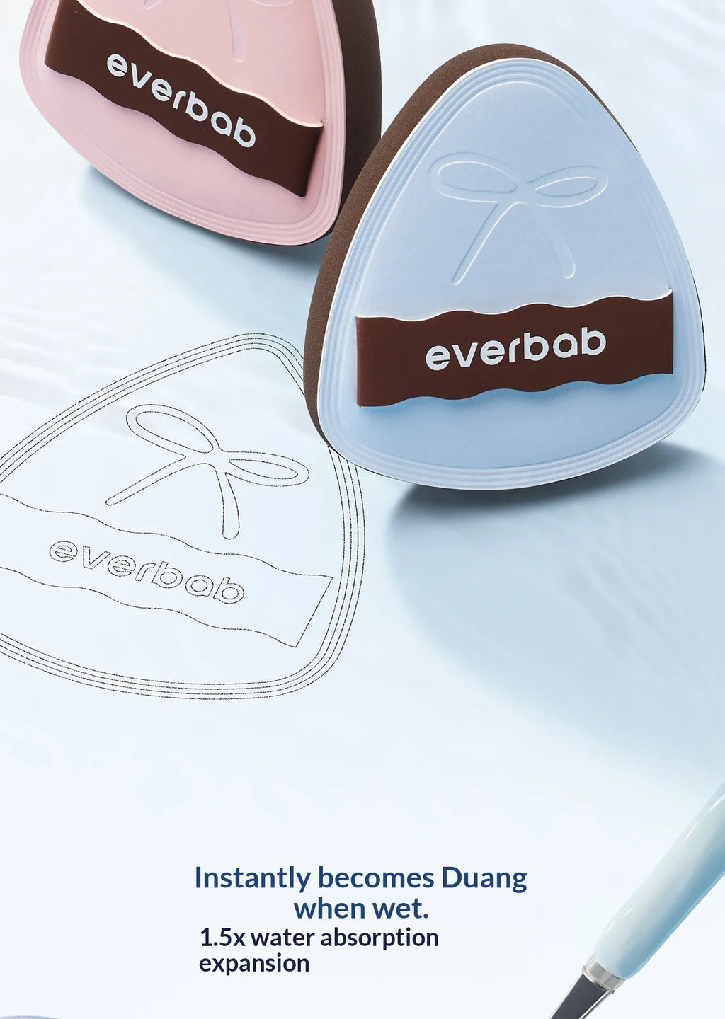 Everbab 2pcs Soft Air Cushion Makeup Puff, Blending Foundation Sponge for Wet Dry Use, Non-Absorbent Face Powder Puff for Makeup