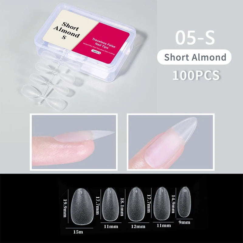 300pcs/box Transparent Fake Nail Acrylic Tips Soft Gel Full Matte Finish Nail Gel French Ballerinas Capsules Press On  Tips
