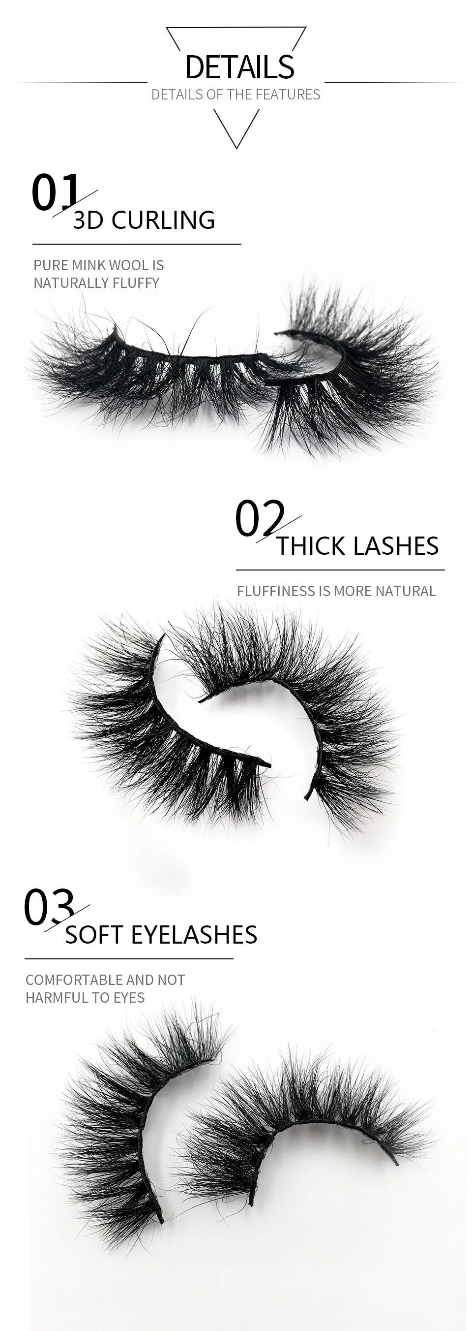 5Pairs/Pack High Quality Natural Look Fluffy 3d Mink Lashes Factory Sale