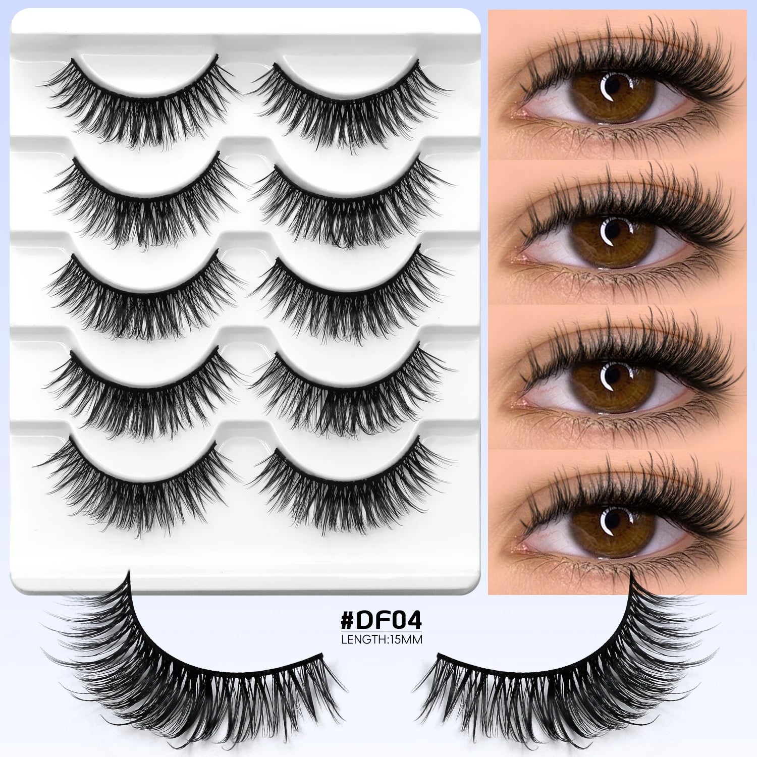 VELTRINAY False Lashes Cat Eye Eyelashes Faux Mink Fluffy Lashes Wispy Fake Eyelashes Thick Strips Lashes Makeup