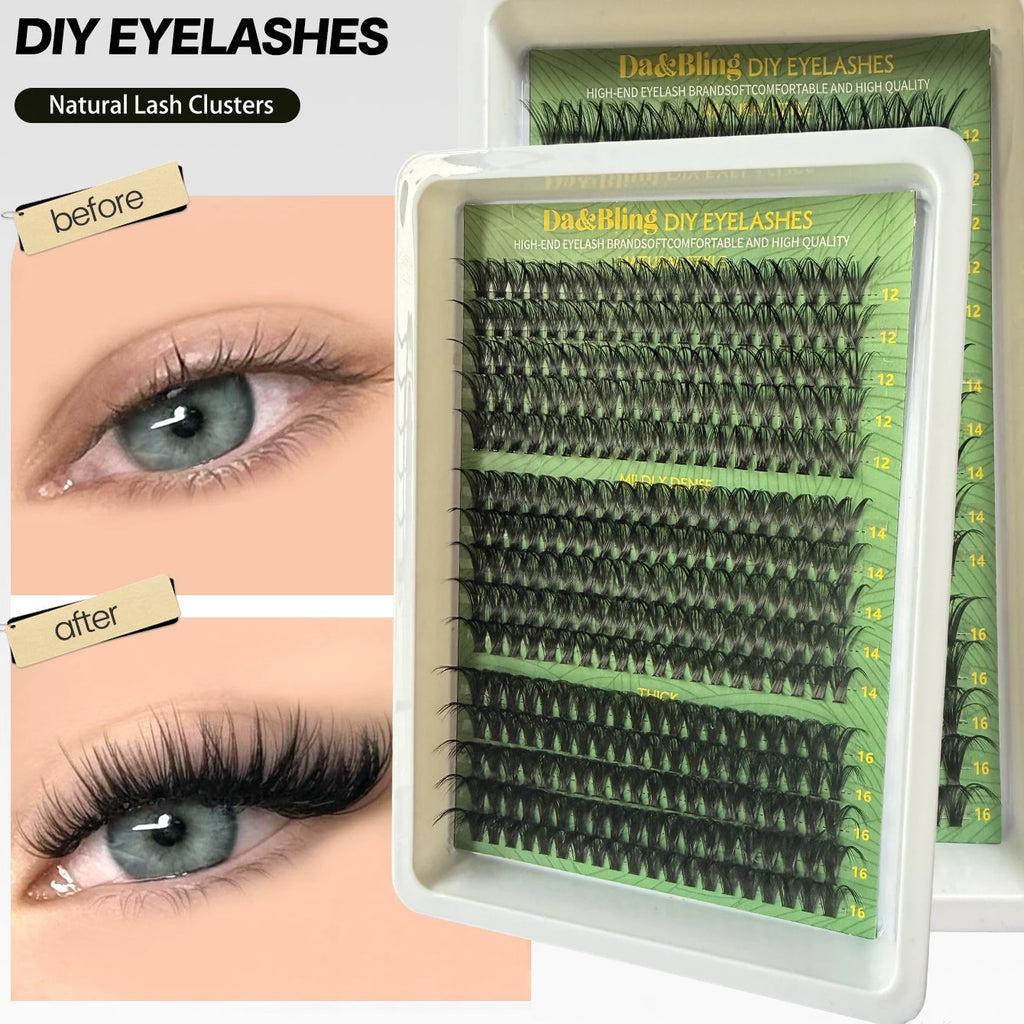 Individual Lashes 20-100D 280pcs Cluster Lashes Natural Look Mixed Tray DIY Eyelash Extension Volume Lash Clusters Eyelashes