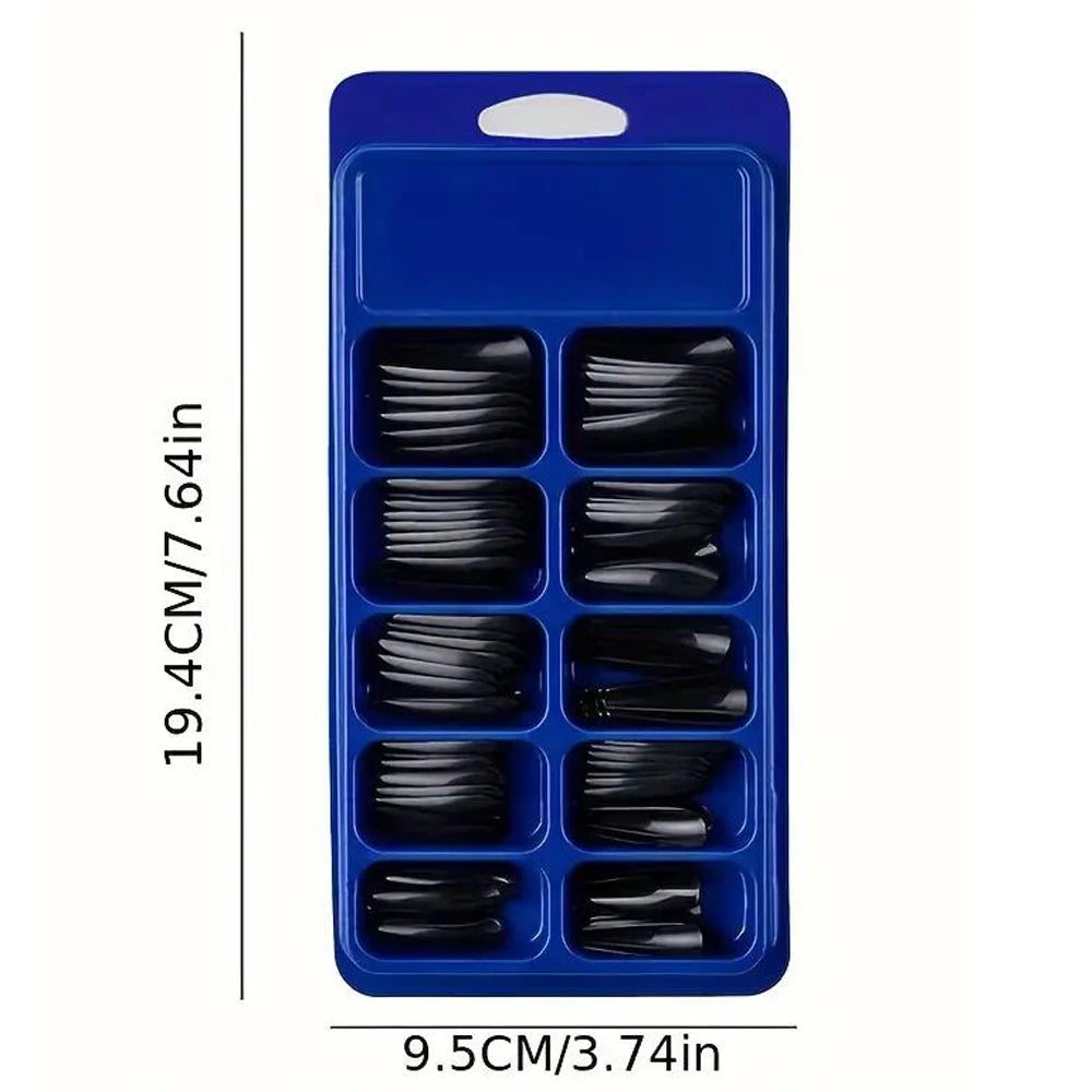 120pcs Black Short Square False Nails Long Glossy Full Cover Acrylic False Nails Artificial Pure Black Coffin Press On Nails