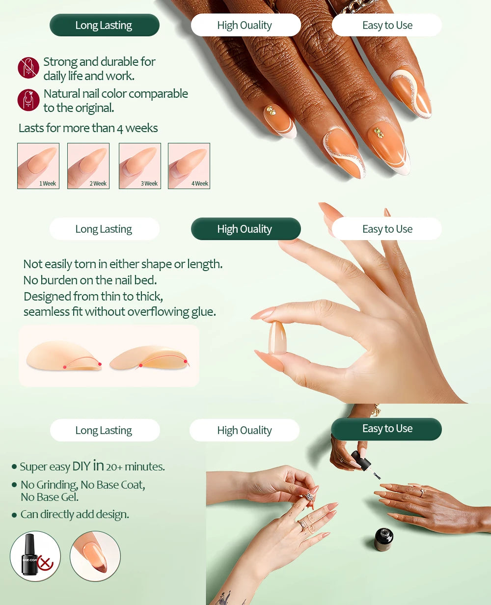 Nailpop 3-IN-1 Nude Natural Soft Nail Tips Set 140PCS Skin Tones Press on Nails Ultra-Fit Gel Nail Extensions Easy Manicure DIY