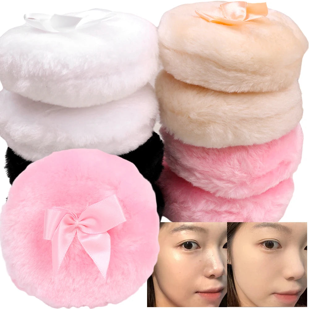 Plush Makeup Puffs Professional Butterfly Round Cosmetic Soft Plush Powder Puff Cute Bow Sponge Foundation Makeup Beauty Tools