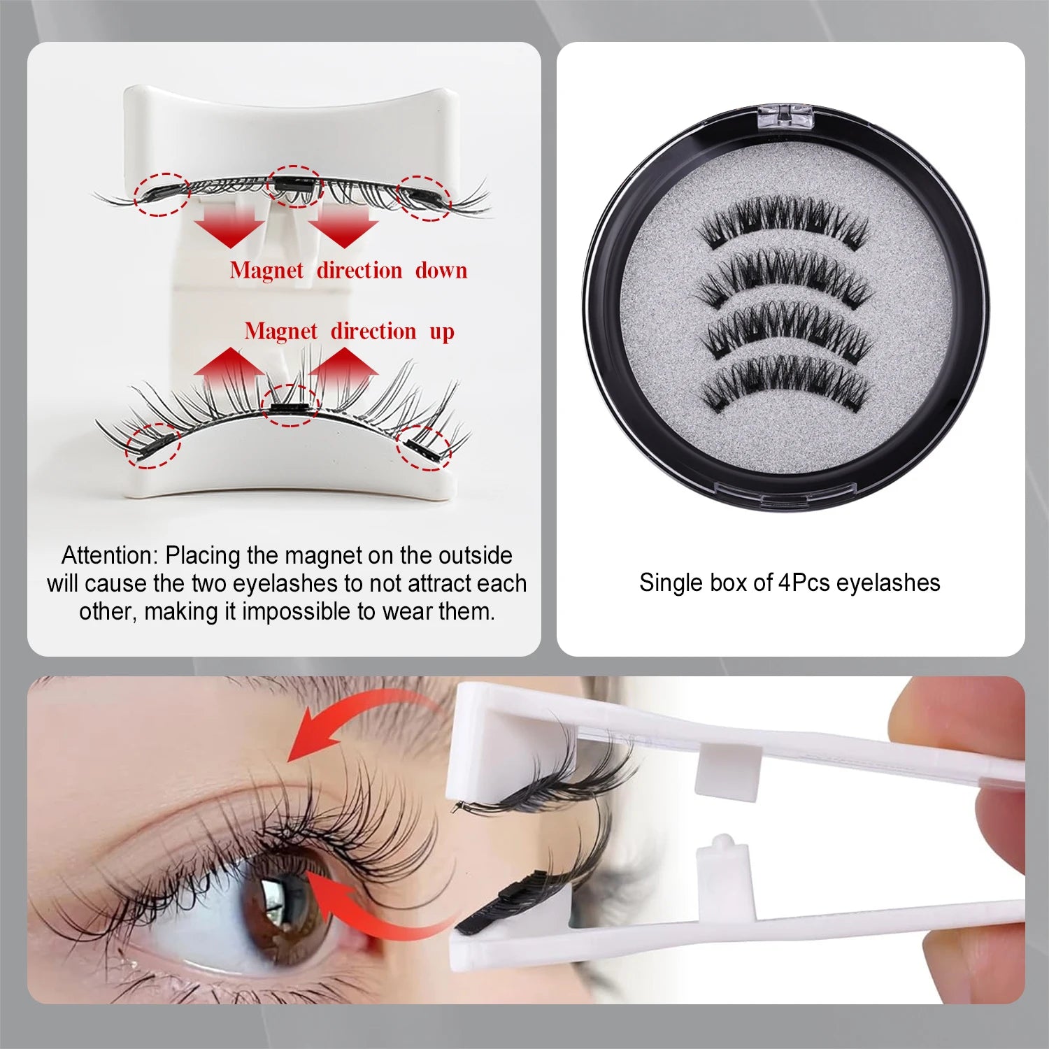 RED SIREN Magnetic Eyelashes With Applicator Reusable Natural Magnetic Lashes Kit No Glue Needed Soft Clear Band False Eyelashes