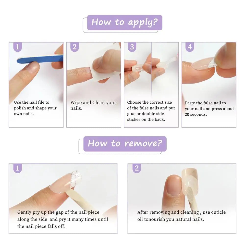 24Pcs Shiny Black False Nails With Jelly Glue Artificial Long Stiletto Fake Nail DIY Full Cover Finger Tips Manicure Tool