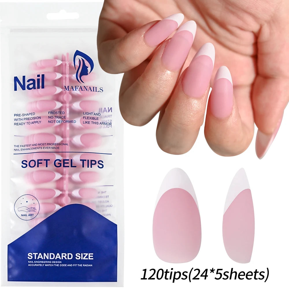 240/120pcs Colored French Fake Nails Glossy Short Square French Design Full Cover False Nails Spring Summer Press On Nail Tips