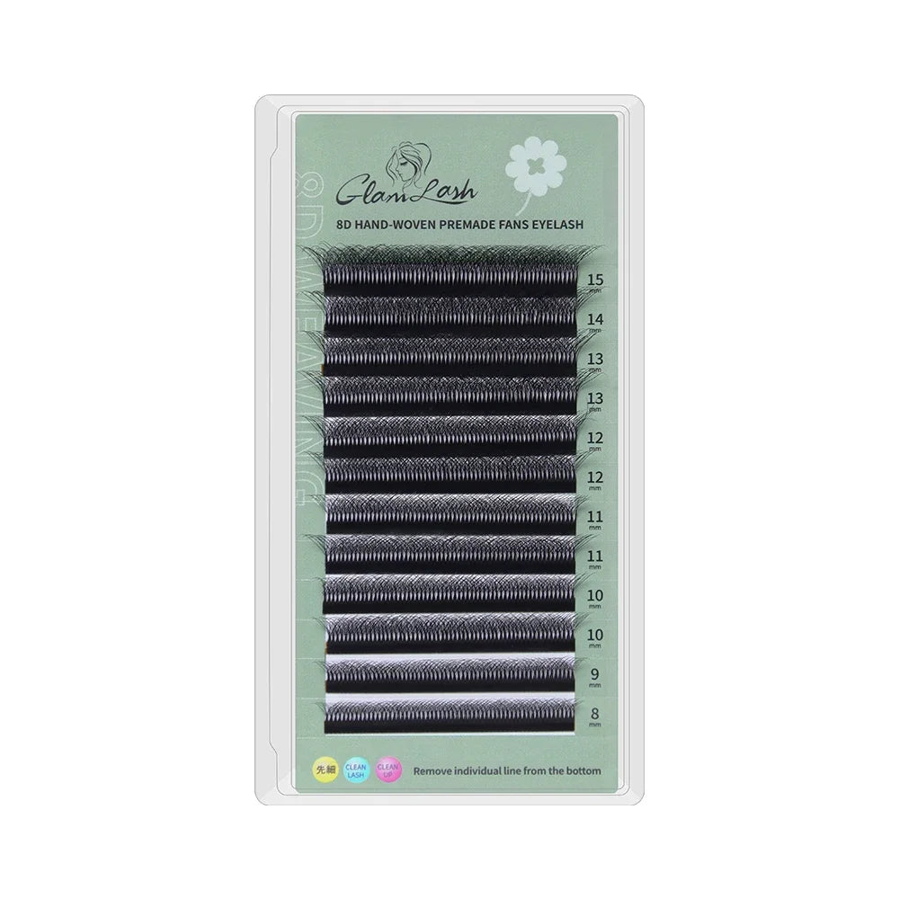 GLAMLASH 8D-W Shaped Eyelash Extension C/D/L/LU/M Premade Volume Fans Clover W Style Lashes False Mink Soft Easy Faning Natural