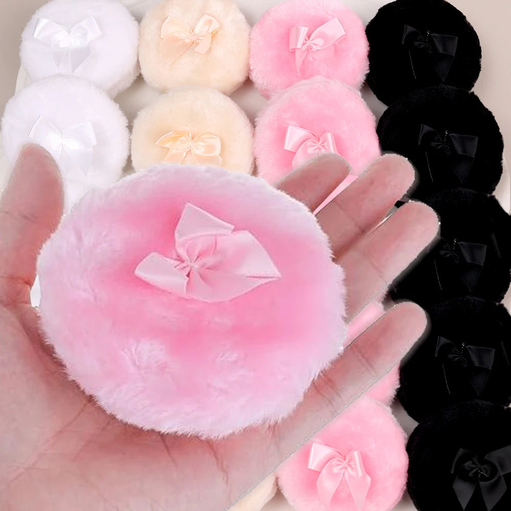 Plush Makeup Puffs Professional Butterfly Round Cosmetic Soft Plush Powder Puff Cute Bow Sponge Foundation Makeup Beauty Tools