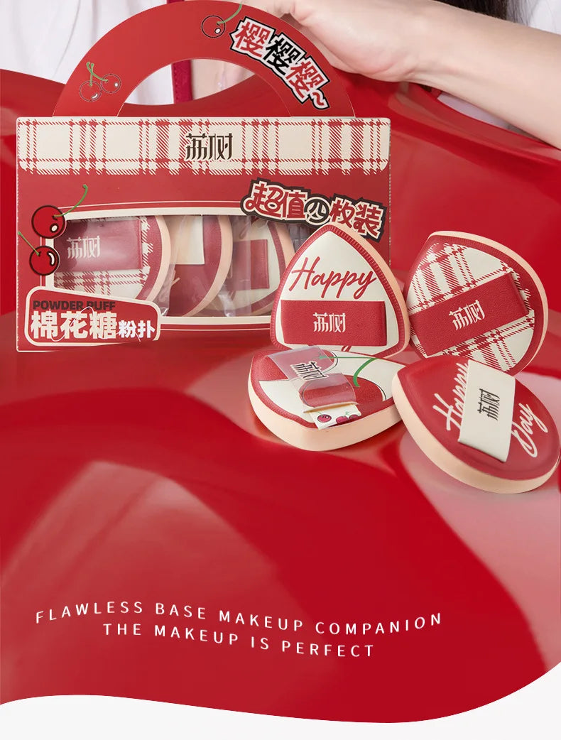 LISHU 4Pcs Ultra Sof Powder Puffs, Wet and Dry Dual-Use Makeup Sponge Set, Non-Powder-Absorbing for Cushion Foundation