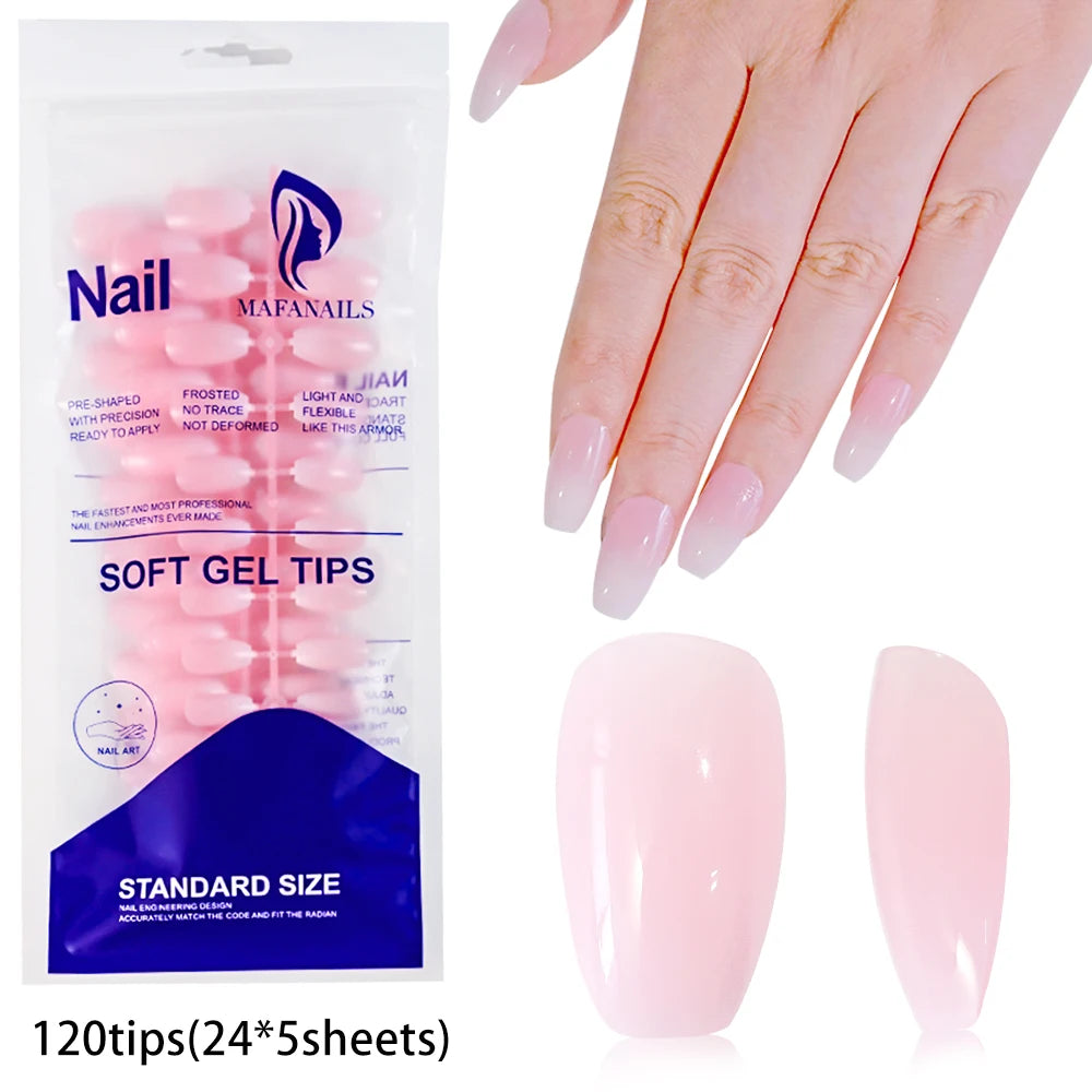 120Pcs Pink French False Nails Acrylic Almond Full Cover Fake Nails Women Wearable Press On Nails Artificial Stiletto Nail Tips