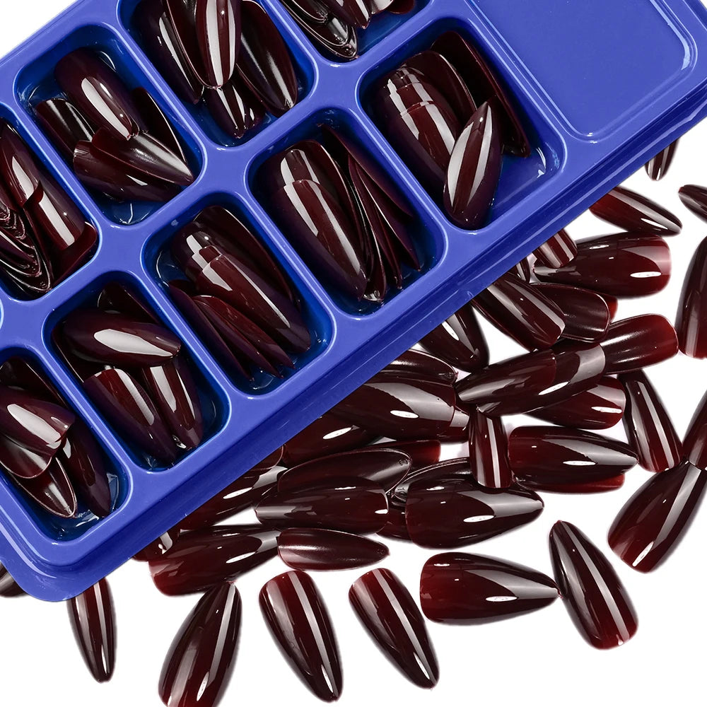 120pcs/Box Bright Gloss Pink False Nails Medium Almond Simple Solid Color Press On Nails Soft Gel Full Cover Wearable False Nail