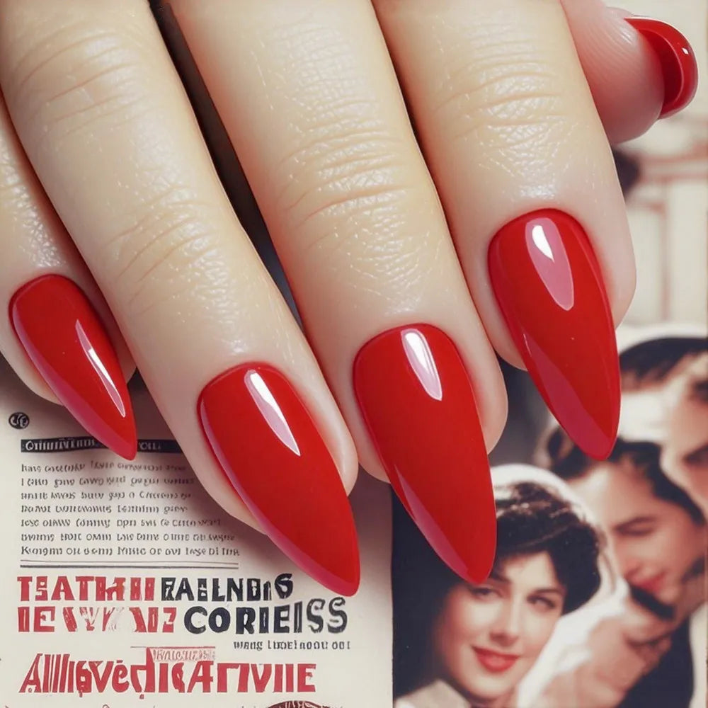 24Pcs Shiny Black False Nails With Jelly Glue Artificial Long Stiletto Fake Nail DIY Full Cover Finger Tips Manicure Tool