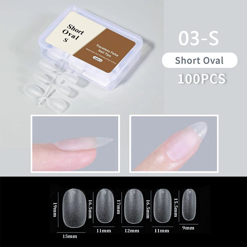 300pcs/box Transparent Fake Nail Acrylic Tips Soft Gel Full Matte Finish Nail Gel French Ballerinas Capsules Press On  Tips