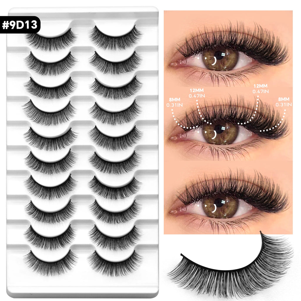 VELTRINAY False Lashes Cat Eye Eyelashes Faux Mink Fluffy Lashes Wispy Fake Eyelashes Thick Strips Lashes Makeup
