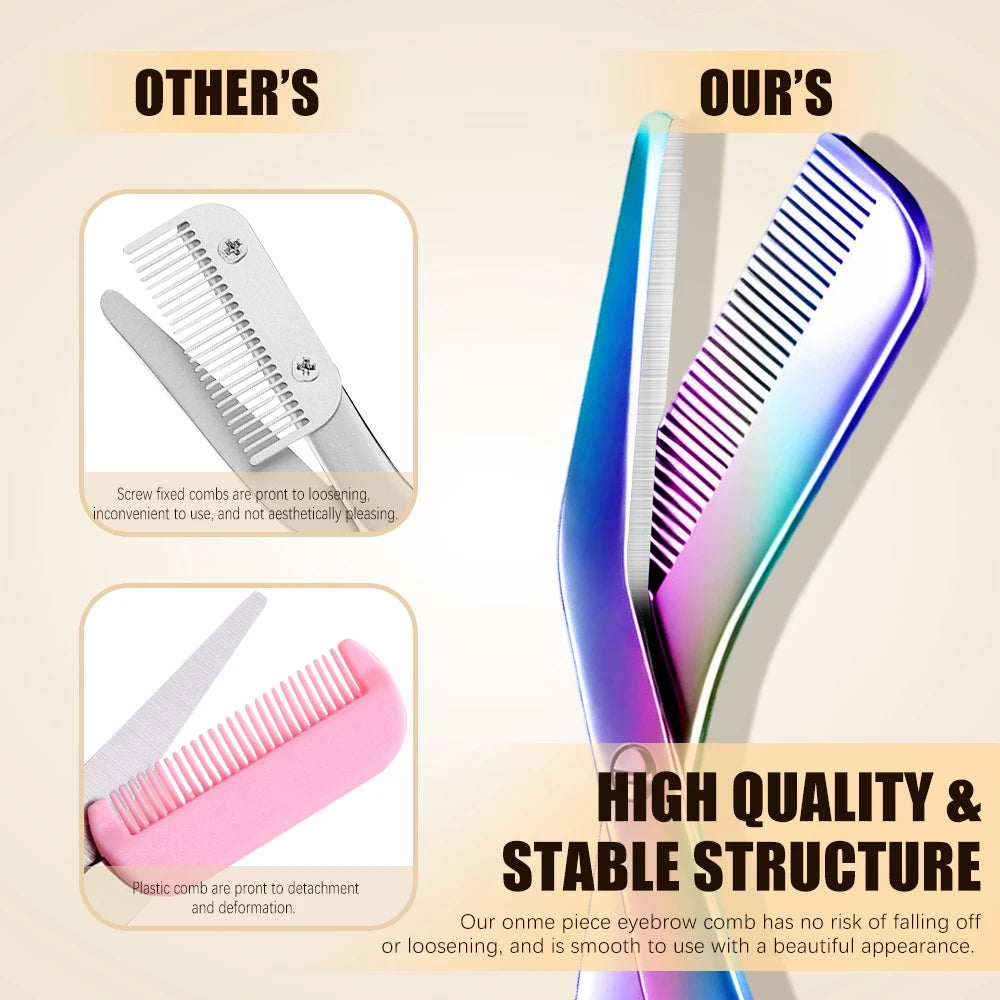 1Pcs Eyebrow Trimmer Scissors with Combs Eyebrow Trimming Scissors with Comb 2-in-1 Eyebrow Scissors Grooming Tool
