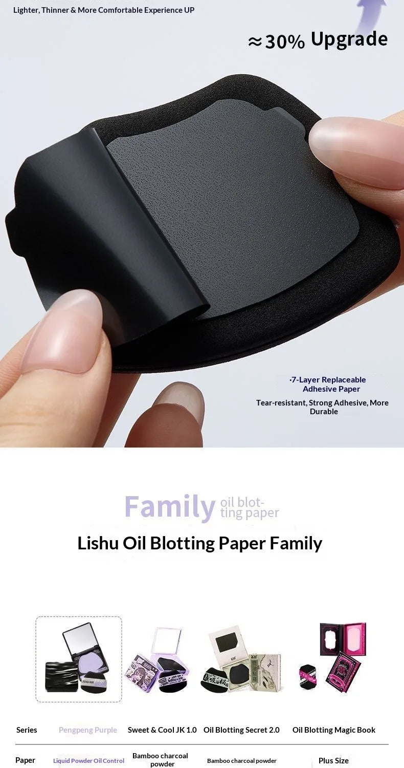 LISHU Oil Control Blotting Paper with Powder Puff, Face Powder Makeup Setting Sheets, Portable Touch Up Tool，150 Sheets