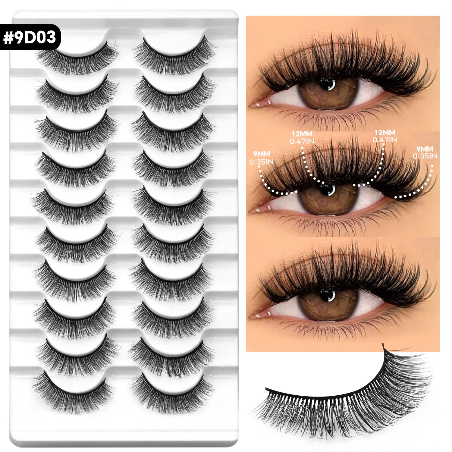 VELTRINAY False Lashes Cat Eye Eyelashes Faux Mink Fluffy Lashes Wispy Fake Eyelashes Thick Strips Lashes Makeup