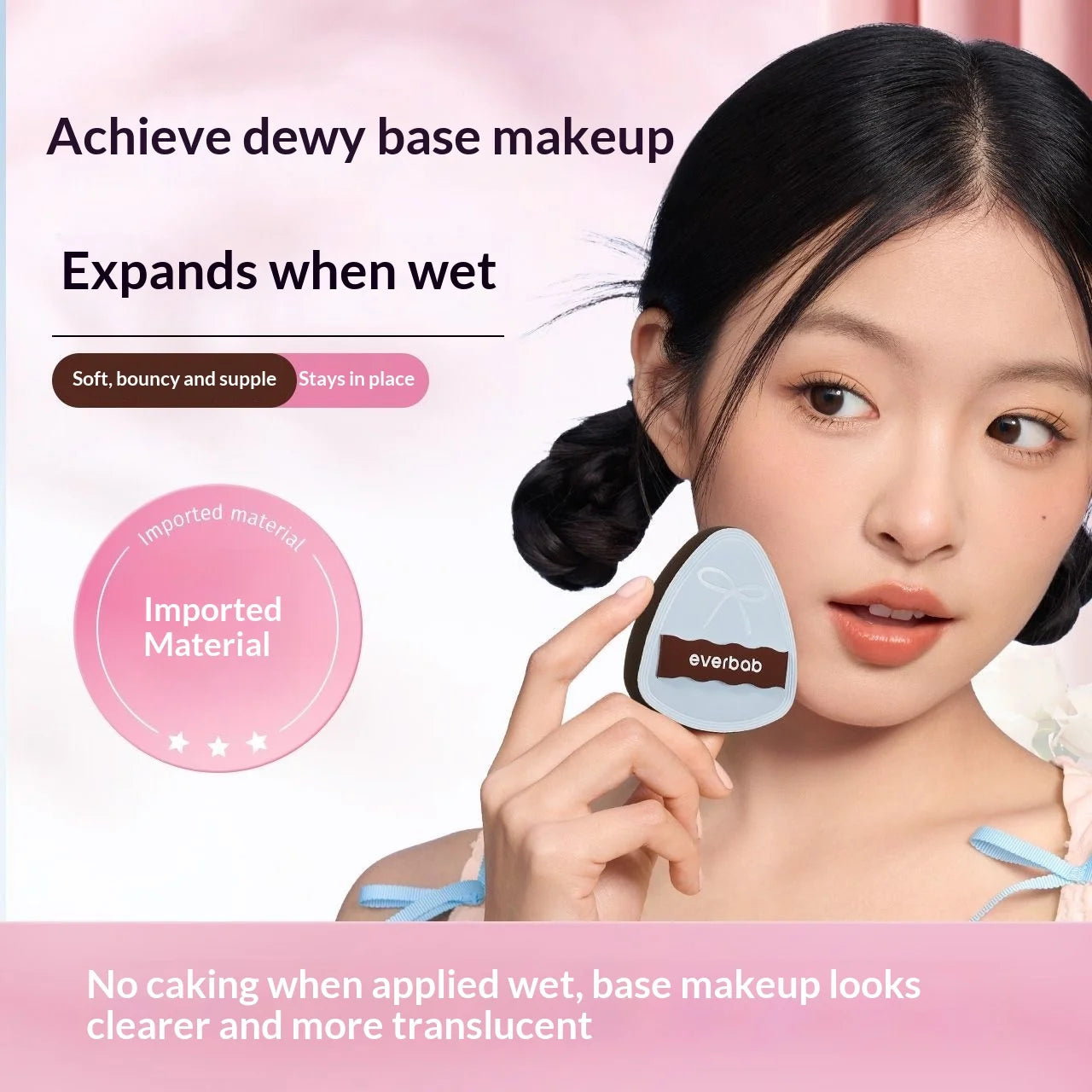 Everbab 2pcs Soft Air Cushion Makeup Puff, Blending Foundation Sponge for Wet Dry Use, Non-Absorbent Face Powder Puff for Makeup