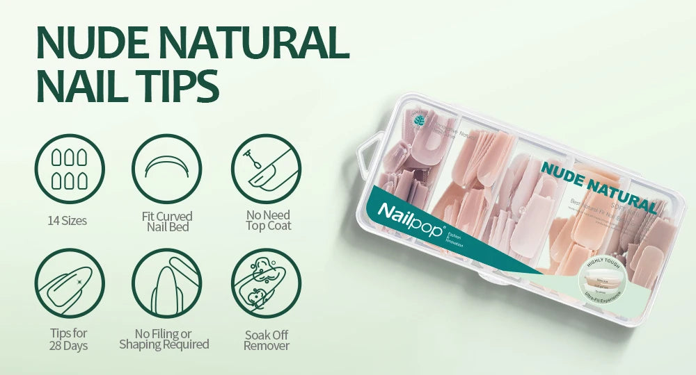 Nailpop 3-IN-1 Nude Natural Soft Nail Tips Set 140PCS Skin Tones Press on Nails Ultra-Fit Gel Nail Extensions Easy Manicure DIY