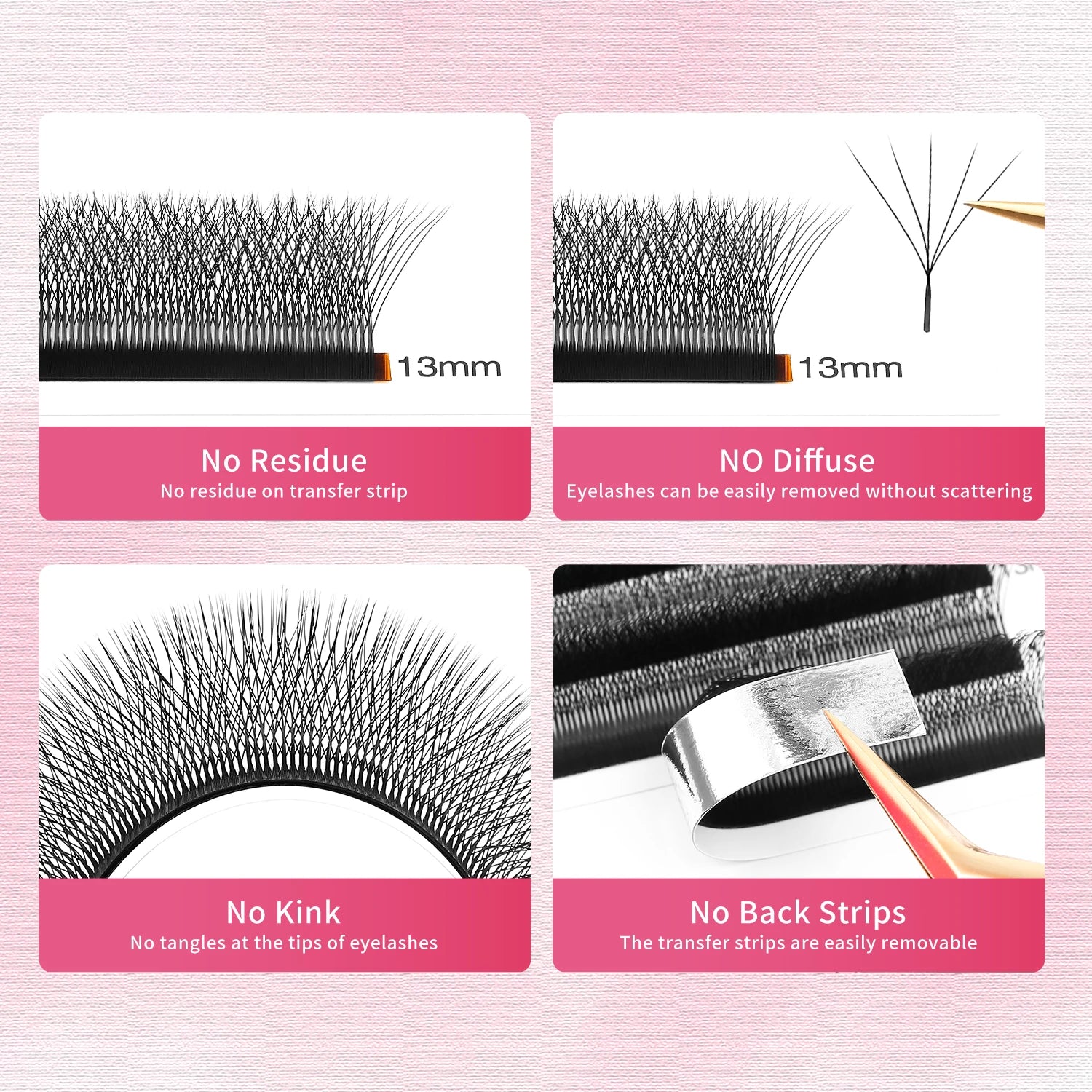 XIUSUZAKI 5 Trays/lot 5DW Lashes Extensions Matte Black W Shaped Premade Volume Fans False Eyelashes Extensions Makeup Tools