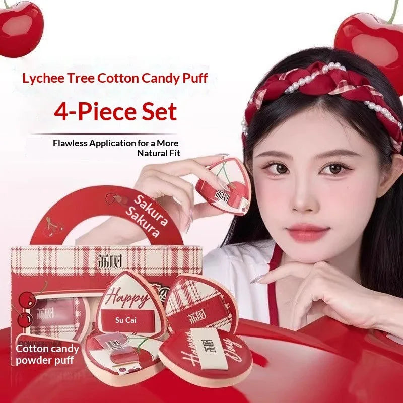 LISHU 4Pcs Ultra Sof Powder Puffs, Wet and Dry Dual-Use Makeup Sponge Set, Non-Powder-Absorbing for Cushion Foundation