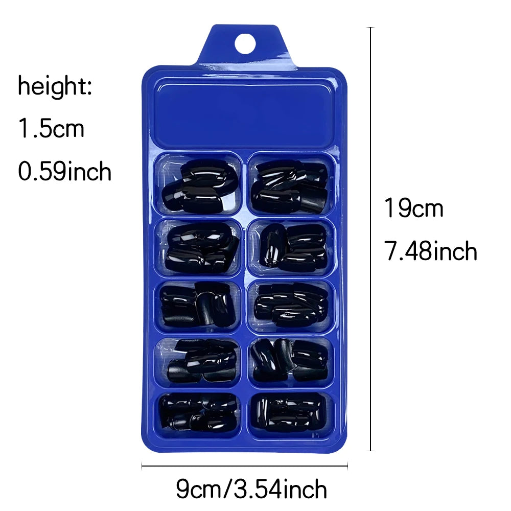 120pcs Solid Color Black Glossy Fake Nails Short Square Pressed Gel Nails Full Cover False Nails Acrylic DIY Artificial Nail Kit