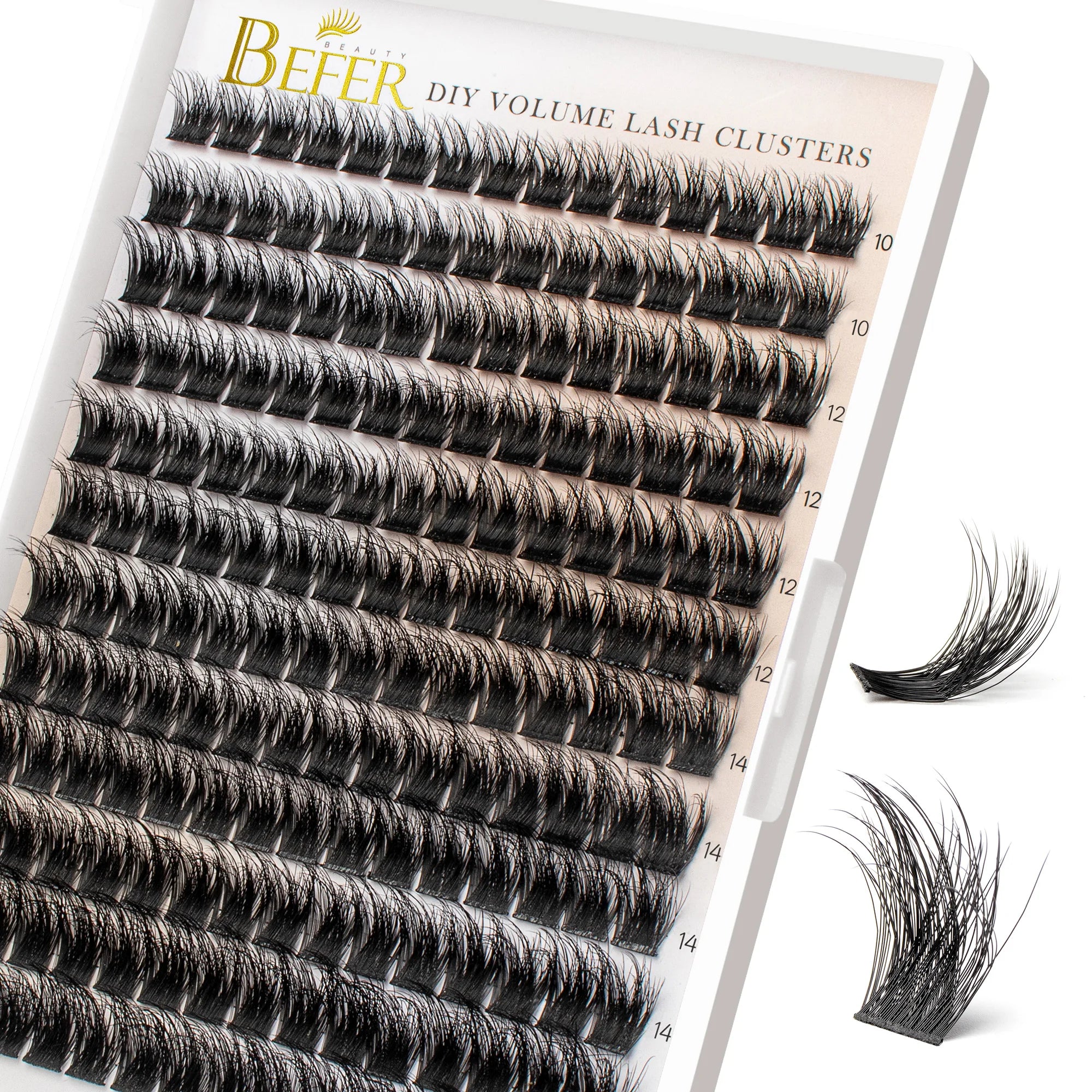 BEFER Cluster Lashes D Curl DIY Eyeslash Extension Lash Cluster Fluffy Volume Individual Natural False Eyelashes Clusters