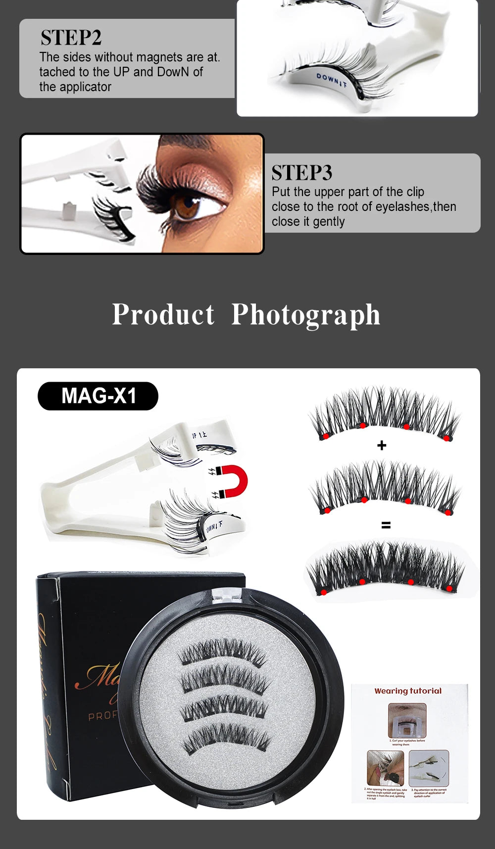 RED SIREN Magnetic Eyelashes With Applicator Reusable Natural Magnetic Lashes Kit No Glue Needed Soft Clear Band False Eyelashes