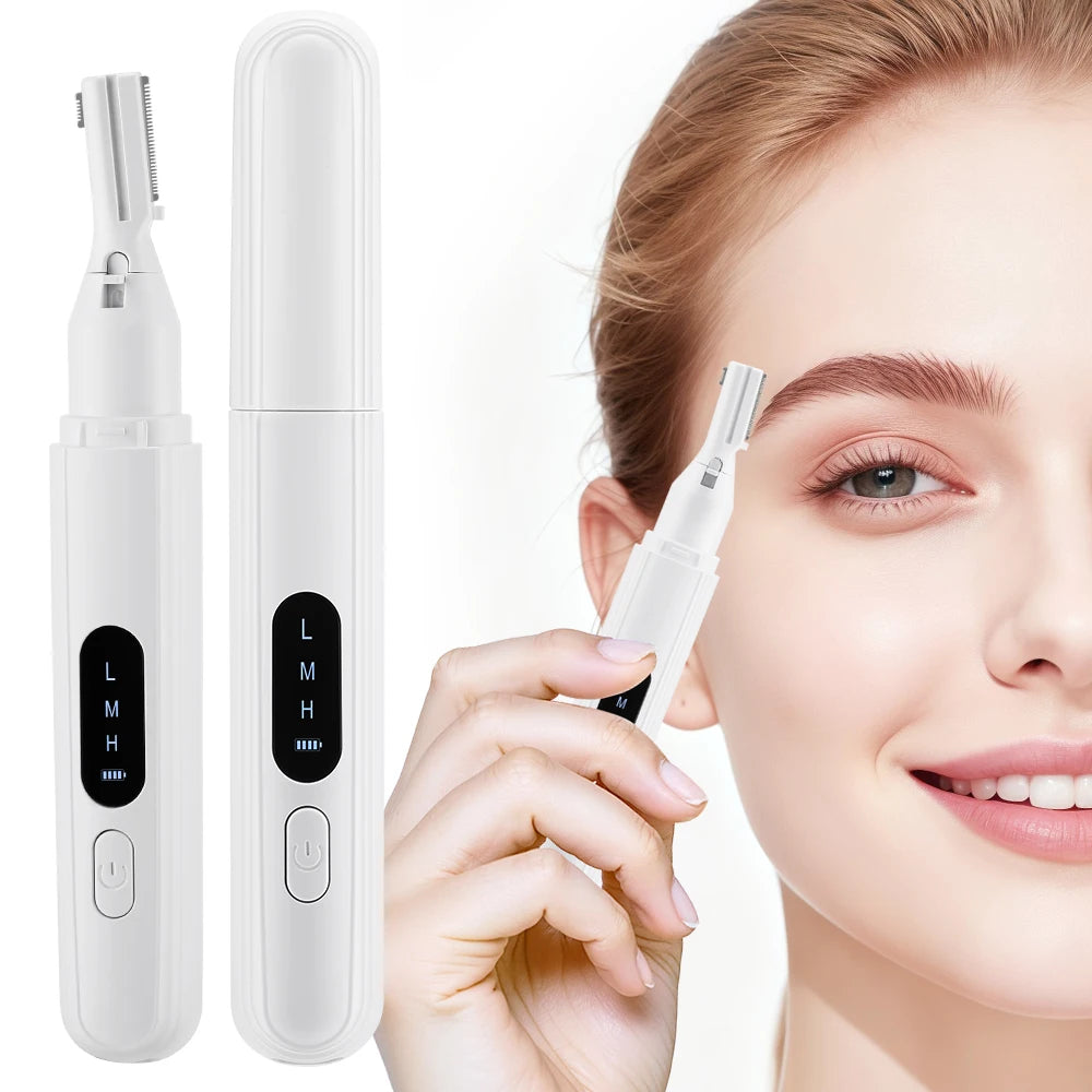 Electric Eyebrow Trimmer Rechargeable Mini Eyebrow Scraper Precision Facial Hair Trimmer Eyebrow Razor Dual-Blade Grooming Tool