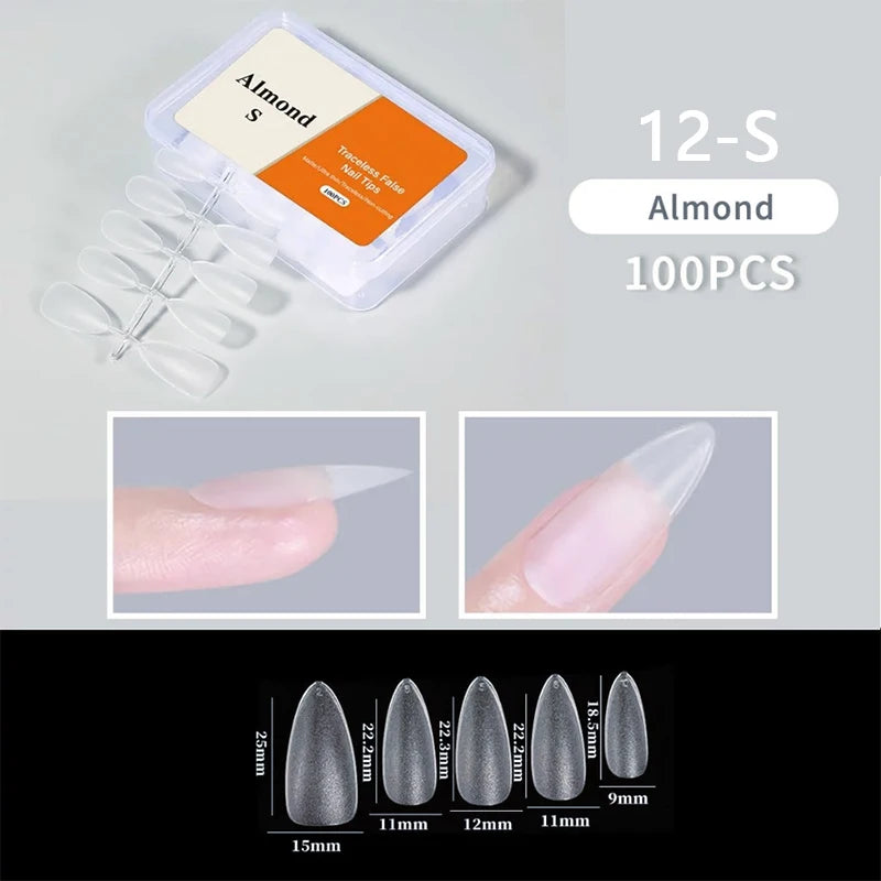 300pcs/box Transparent Fake Nail Acrylic Tips Soft Gel Full Matte Finish Nail Gel French Ballerinas Capsules Press On  Tips
