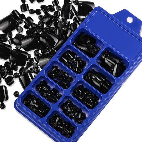 100/120Pcs Glossy Black White Press On Toenails Short Square Full Cover Fake Toe Nails Acrylic Toe False Tips Summer Manicure DI