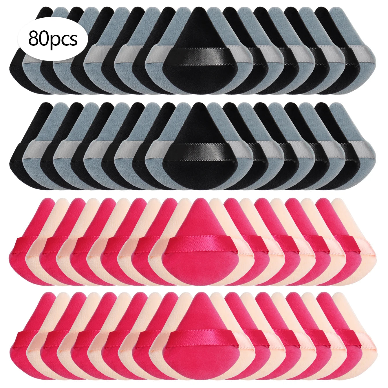 Mini Triangular Powder Puff 40-80Pcs, Apply Loose Powder by Gently Pressing It onto the Face to Achieve a Setting Effect
