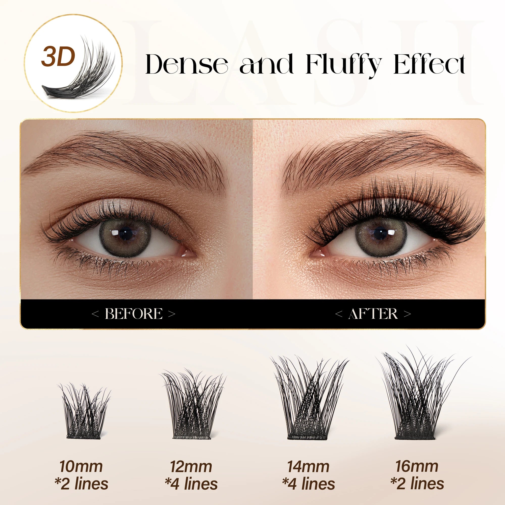 BEFER Cluster Lashes D Curl DIY Eyeslash Extension Lash Cluster Fluffy Volume Individual Natural False Eyelashes Clusters