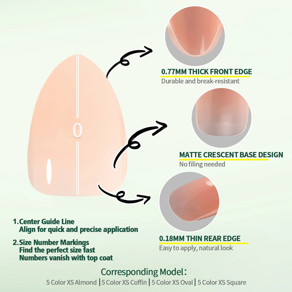 Nailpop 3-IN-1 Nude Natural Soft Nail Tips Set 140PCS Skin Tones Press on Nails Ultra-Fit Gel Nail Extensions Easy Manicure DIY