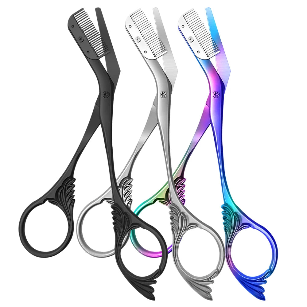 1Pcs Eyebrow Scissors with Comb  Stainless Steel Eyebrow Trimmer for Women Men  Eye Brow Trimmer Scissors Effortless Grooming