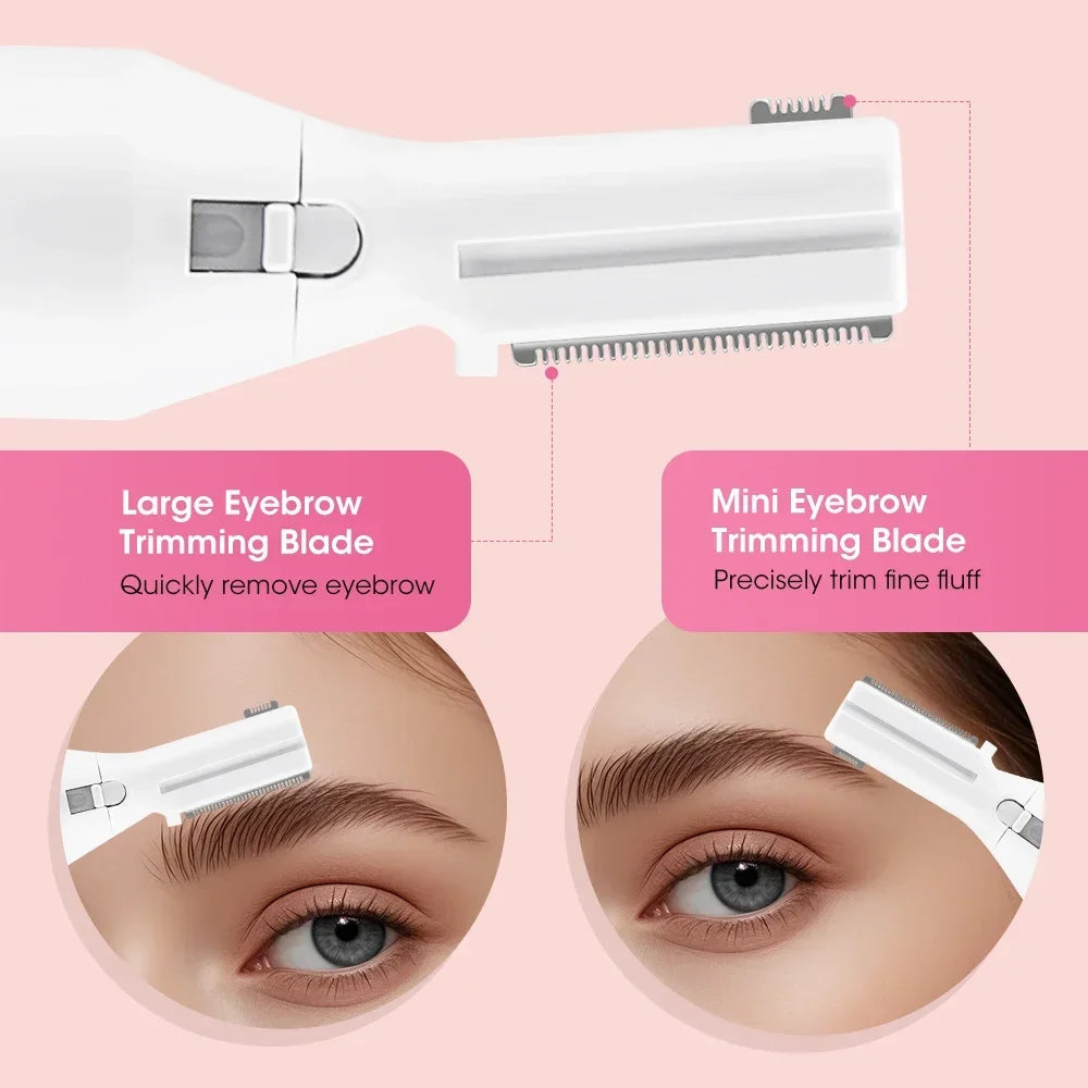 Electric Eyebrow Trimmer Rechargeable Mini Eyebrow Scraper Precision Facial Hair Trimmer Eyebrow Razor Dual-Blade Grooming Tool