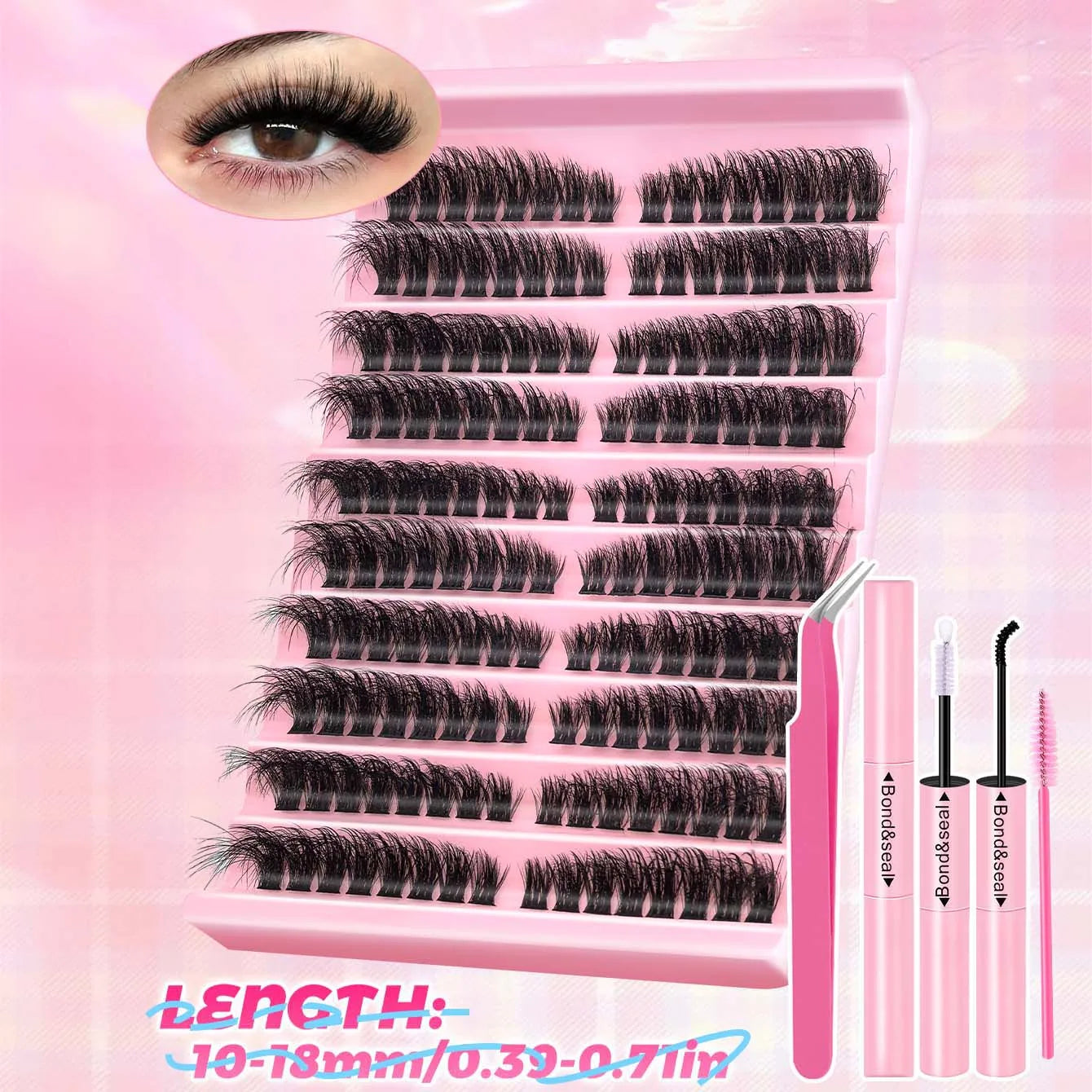 30D/40D/60D/80D/100D/120D/150D mixed lengths 9-18mm with grafted lashes, D-curl holiday lashes for DIY and festive occasions.