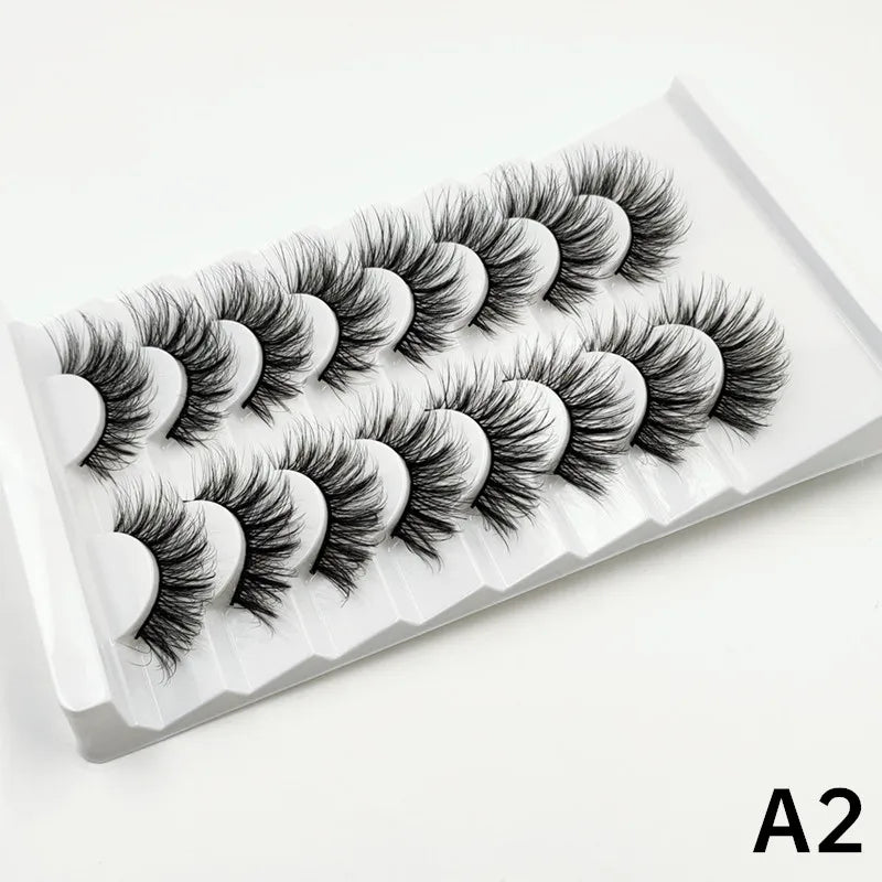 MIOFIA 8 pairs 3D mink eyelashes wholesale, no cruel mink eyelashes, artificial mink lashes bulk, natural false eyelashes makeup
