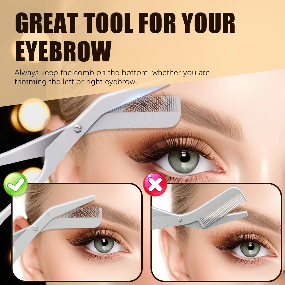 1Pcs Eyebrow Trimmer Scissors with Combs Eyebrow Trimming Scissors with Comb 2-in-1 Eyebrow Scissors Grooming Tool