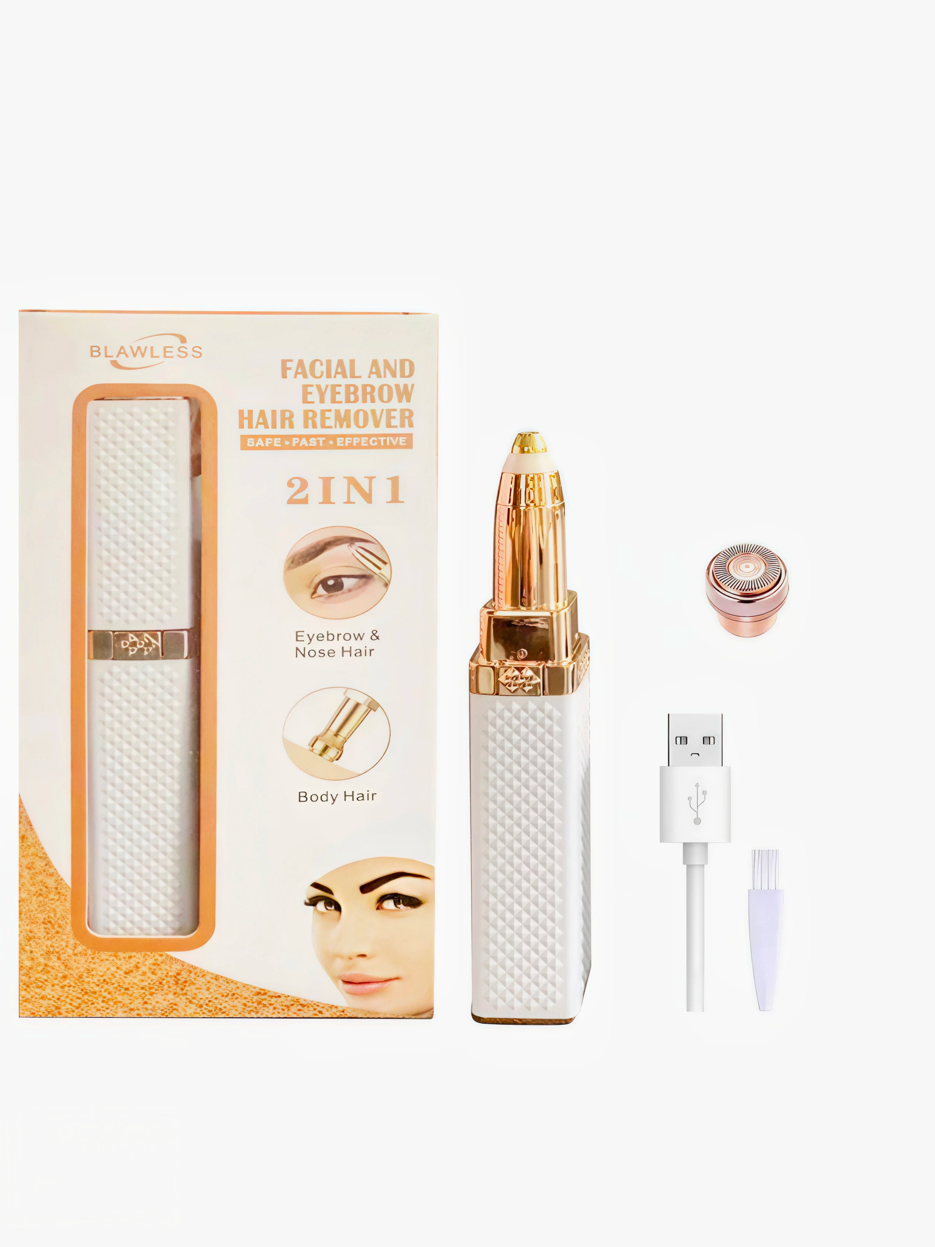 2-in-1 women's electric eyebrow trimmer USB charging portable epilator bikini painless razor female body facial eyebrow trimmer